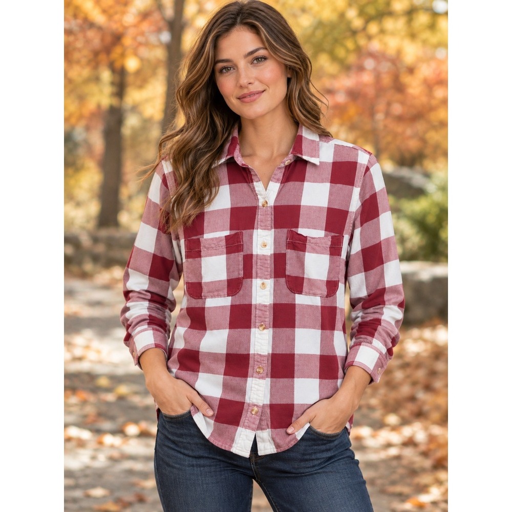 Abercrombie & Fitch Boyfriend Fit Plaid Shirt Womens Small Rustic Cabin Fall